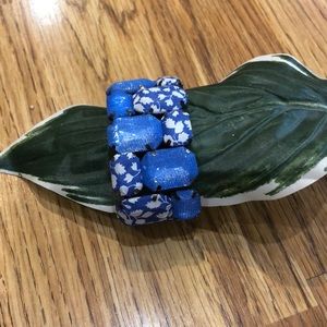 Blue Large Beaded Stretchy Adjustable Bracelet